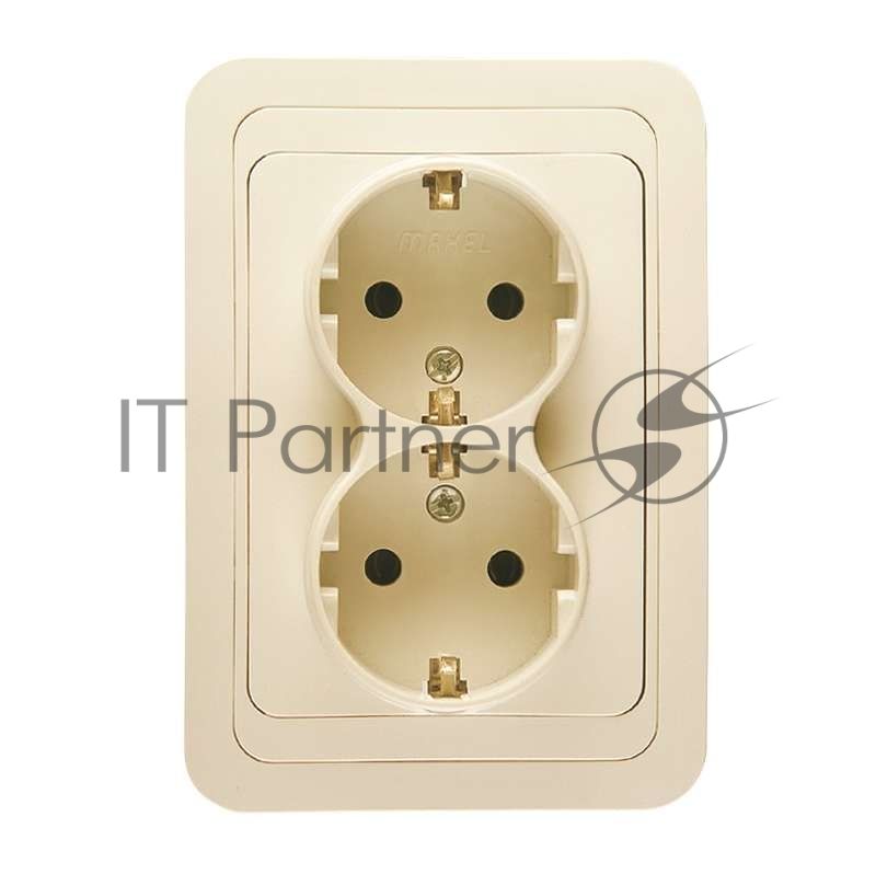 Розетка Makel 2-м СП Mimoza 16А IP20 с заземл. крем/крем