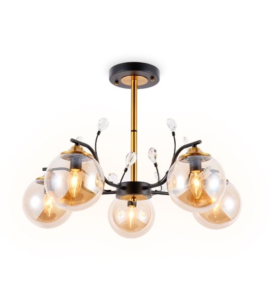 Светильник Ambrella light TR9072/5 BK/TI черный/янтарь E14 max 40W D620*420