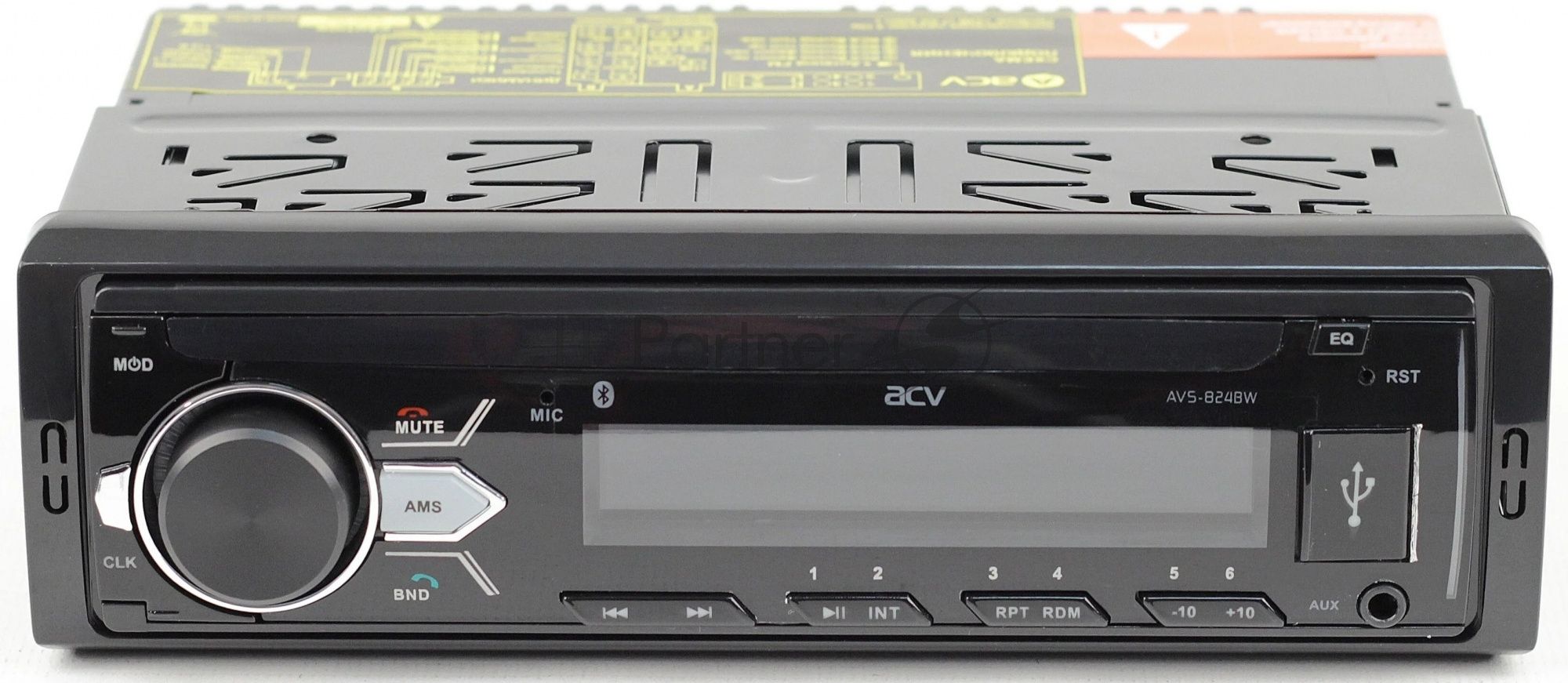 Автомагнитола ACV AVS-824BW, 1 DIN, Bluetooth, USB Type-A, AUX
