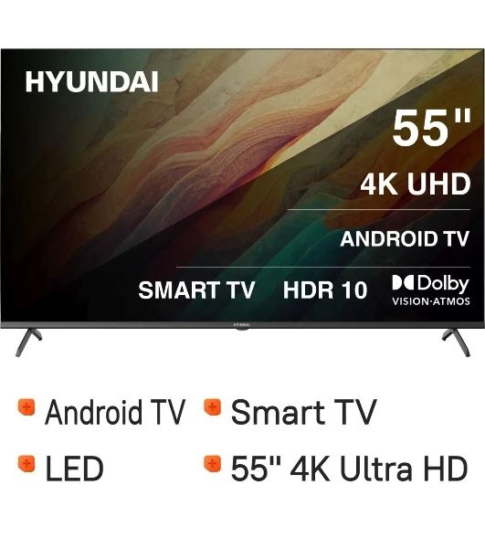 Телевизор Hyundai 55" H-LED55BU7009 черный LED UHD 60Hz Smart TV