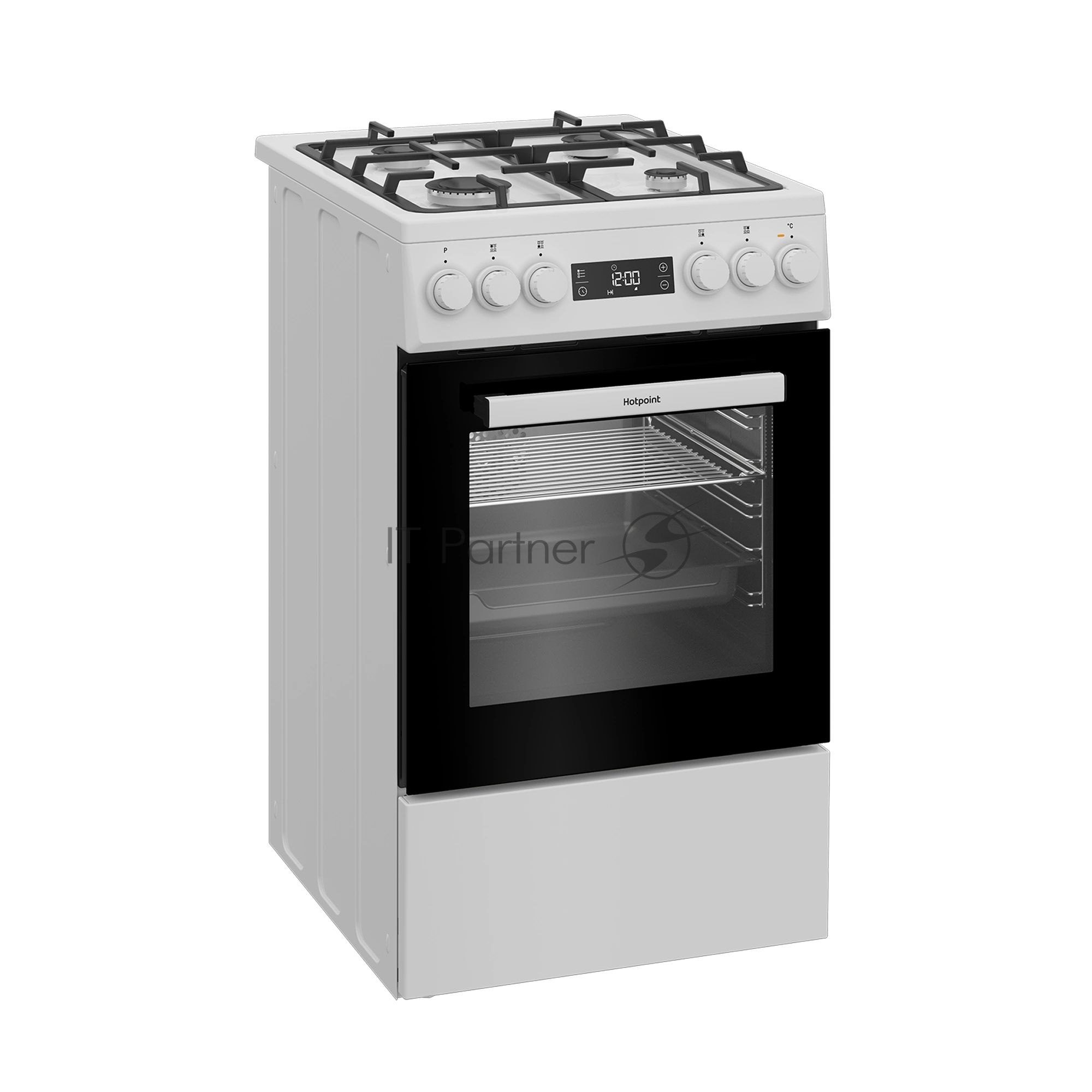 Плита комбинированная Hotpoint HSG5F2HB белый, конфорок 4 шт, духовка 60 л, 50 см x 85 см x 60 см