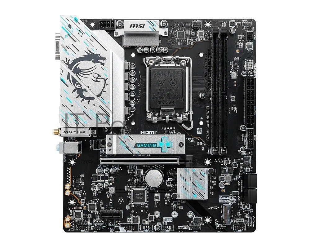 Материнская плата MSI B760M GAMING WIFI, LGA1700, Intel B760, 2xDDR5, 4xSATA 6Gb/s, 2xM.2, 1xPCIe 4.0 x16, 1xPCIe 4.0 x1, 1xVGA, 1xHDMI, 1xDisplayPort, 1x2.5Gb LAN, 4xUSB 3.2 Gen 1, 2xUSB 2.0, 3x3.5 мм, 7.1, mATX