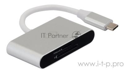 Кард-ридер Digma CR-С2501-S/серебристый/SD/TF/micro-SD/USB Type-C/алюминий