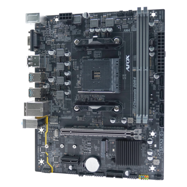Материнская плата AFOX B550-MA-V4, AM4, AMD B550, 2xDDR4, 4xSATA, 1xM.2, 1xPCIe 3.0 x16, 1xPCIe 3.0 x1, D-Sub, DisplayPort, HDMI, 1x 1Gb LAN, 6xUSB, 5.1, microATX