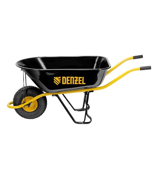 Тачка строительная Denzel усиленная, объем 130 л, 230 кг, колесо 15х6.00-6
