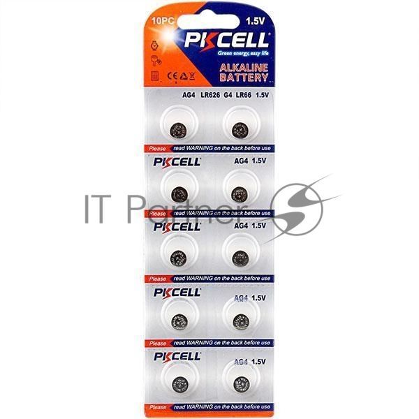 Щелочной/алкалиновый элемент питания PKCELL AG4-10B тип - LR66(AG4) 10 шт в блистере