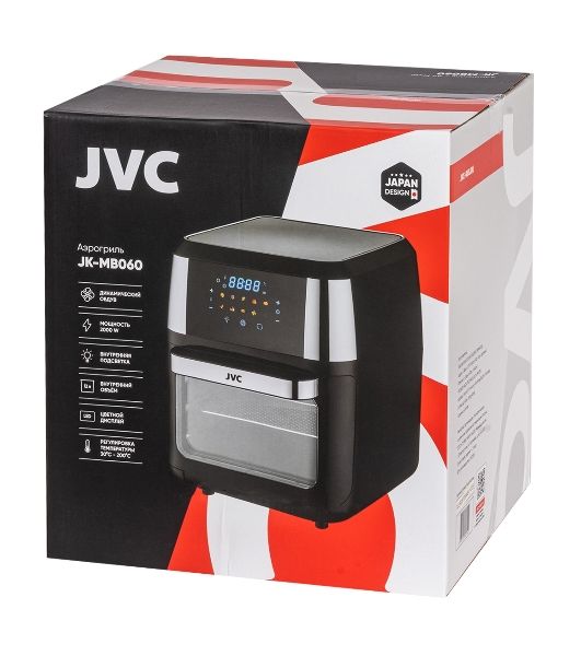 Аэрогриль JVC JK-MB060 черный, 2000 Вт, 12 л, сенсор, 9 программ