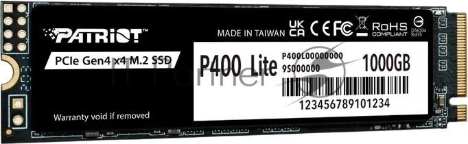 Накопитель SSD Patriot P400 Lite 1Tb M.2 2280 NVMe PCle 4.0 x4 R3500/W2700 TbW 560Tb 3D NAND with HS