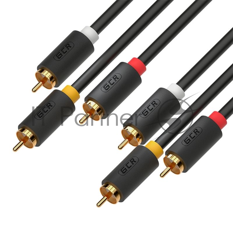 Кабель Greenconnect 1.5m видео-аудио 3 х RCA / 3 х RCA, GOLD, черный