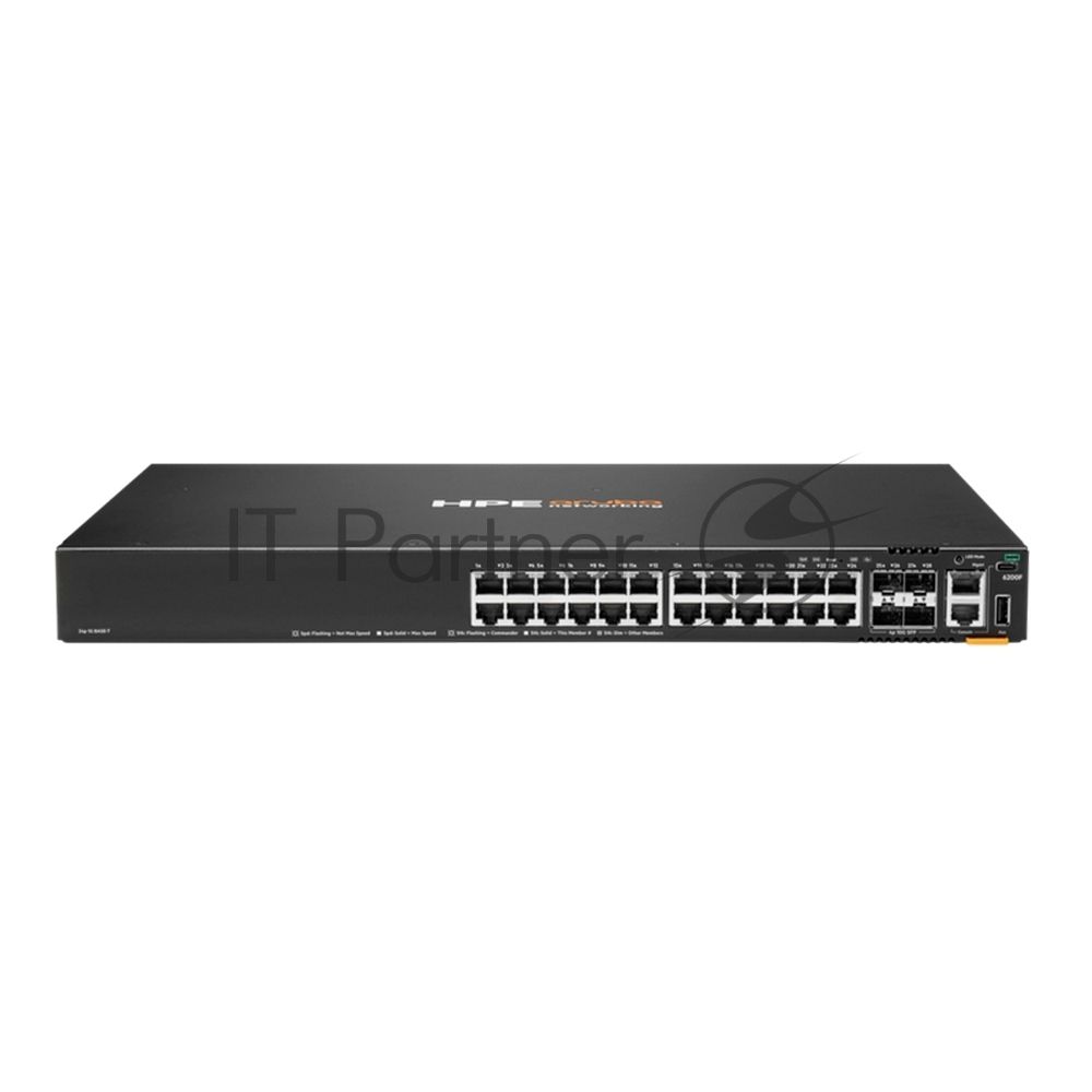 Коммутатор HPE Aruba Networking CX 6200F 24G 4SFP+, 24×1 Гбит/с + 4×10 Гбит/с SFP+, управляемый