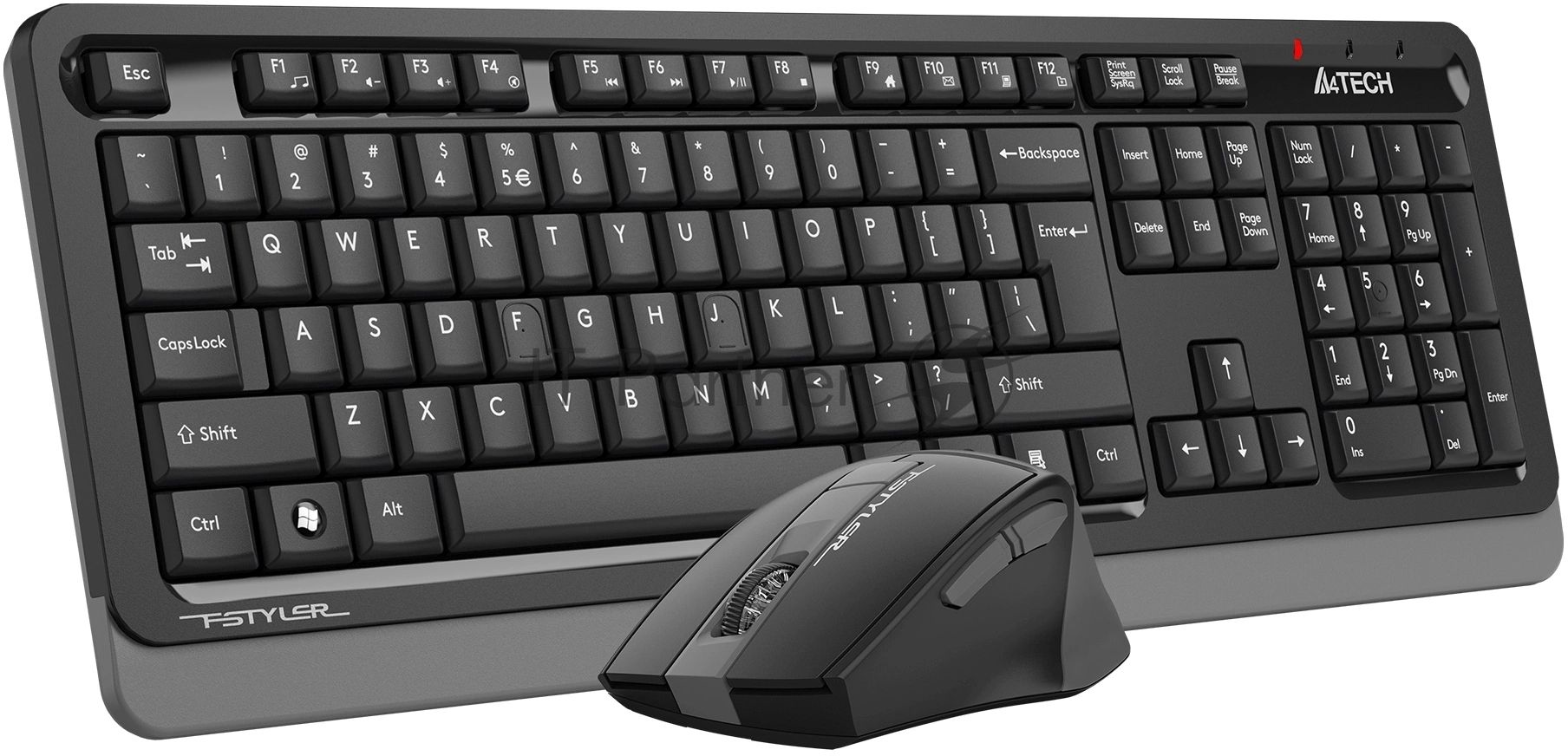Комплект клавиатура+мышь A4Tech FStyler FG1035 беспроводной, USB, 2000 DPI, чёрный/серый
