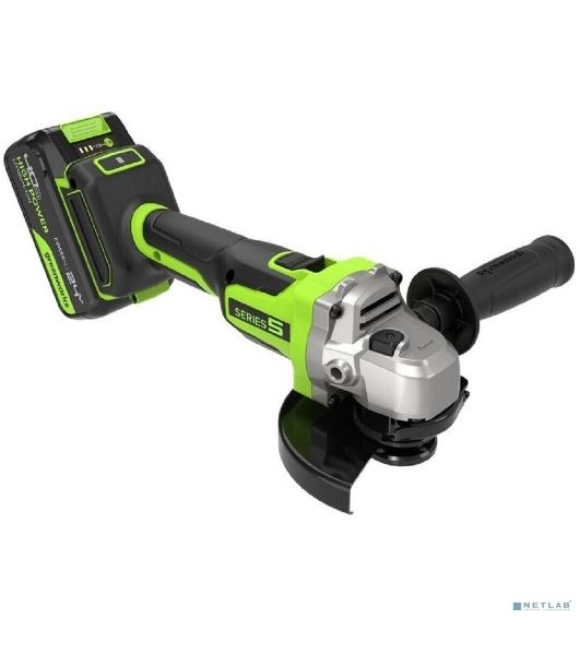 Угловая шлифовальная машина аккумуляторная Greenworks AG590, 24V, б/щет, 125 мм, 8500 об/мин, Anti-Kickback,1х4Ач,ЗУ,кор 3201007CUB