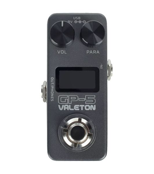 Компактный процессор эффектов Valeton GP-5 100+ эффектов, до 9 эффектов одновременно, поддержка IR импульсов гитарных кабинетов, возможность подключения к приложению на смартфоне, USB выход для подключения к ПК, поддержка Bluetooth для подключения внеш