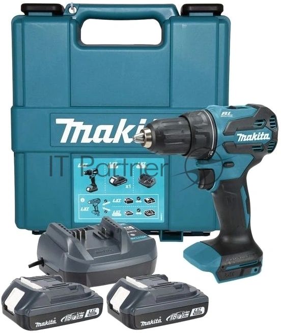 Дрель-шуруповерт Makita DHP490WVE аккум. патрон:быстрозажимной (кейс в комплекте)
