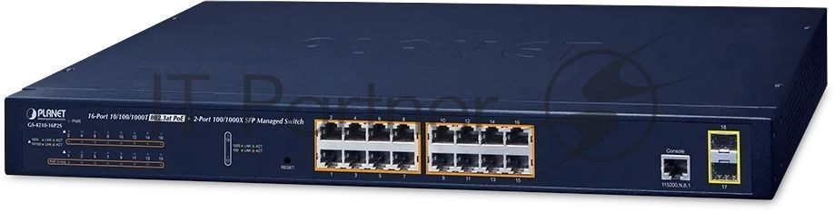 Коммутатор управляемый GS-4210-16P2S IPv6/IPv4, 16-Port Managed 802.3at POE+ Gigabit Ethernet Switch + 2-Port 100/1000X SFP (220W)