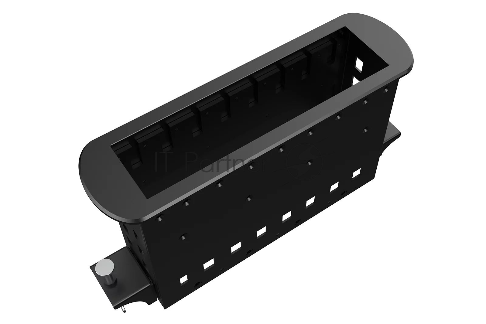 Прямоугольный металлический корпус Wize Pro WRTS-M-8BOX-B серия M, для модульной системы врезного лючка в стол с убирающейся крышкой для установки до 8 модулей-вставок серии М, черный