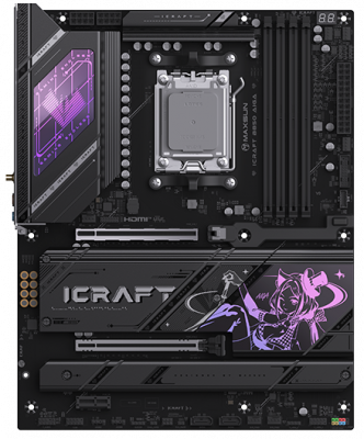 Материнская плата Maxsun MS-iCraft B850 AIGA, AM5, AMD B850, 4xDDR5, 2xSATA 6Gb/s, 4xM.2 PCIe, 2xPCIe 5.0 x16, 1xPCIe 3.0 x1, 1xDisplayPort, 1xHDMI, 1x5Gb LAN, 4xUSB 2.0, 4xUSB 3.2 Gen2, 1xUSB 3.2 Gen2 Type-C, 5x3.5 мм, 1xS/PDIF, 7.1, ATX