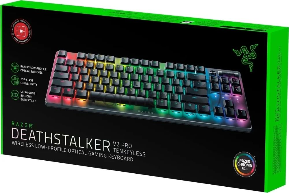 Клавиатура Razer DeathStalker V2 Pro Tenkeyless гибридная, USB Type-A, Bluetooth, радиоканал, чёрный