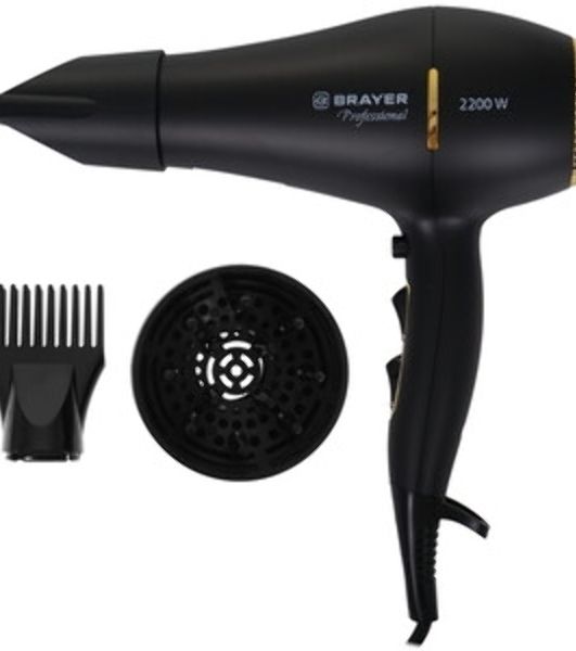 Фен-мультистайлер BRAYER BR3308 черный/золотистый, 2000 Вт, 25/32 мм