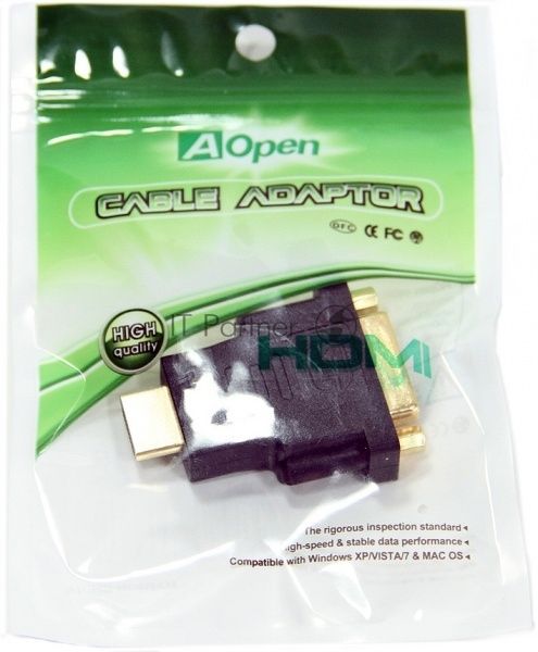 Переходник Aopen DVI-D 25F to HDMI 19M позолоченные контакты <ACA311>