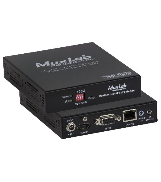 Передатчик-энкодер MuxLab 500759-TX 4K Over IP, сжатие JPEG2000, с PoE, с функцией видеостены