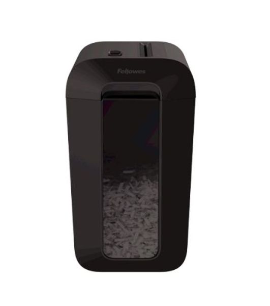 Шредер Fellowes PowerShred LX65 черный (секр.P-4)/перекрестный/10лист./22лтр./скрепки/скобы/пл.карты