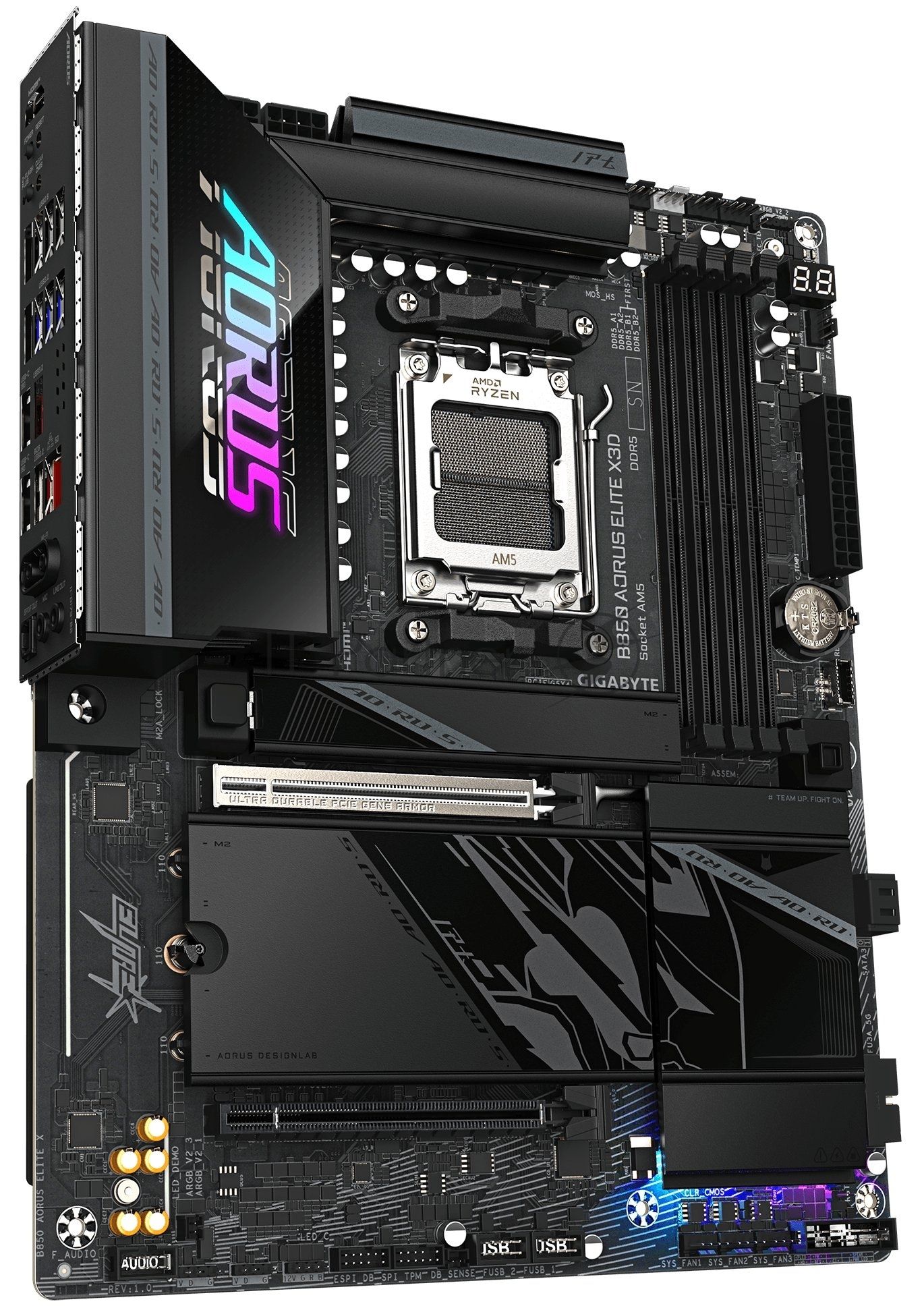 Материнская плата Gigabyte B850 AORUS ELITE X3D, AM5, AMD B850, 4xDDR5, 2xSATA, 4xM.2, 1xPCIe 5.0 x16, 1xPCIe 4.0 x4, 1xHDMI, 1x 5GbE LAN, 2xUSB 3.2 Gen 2 Type-C, 2xUSB 3.2 Gen 2 Type-A, 4xUSB 3.2 Gen 1, 4xUSB 2.0,