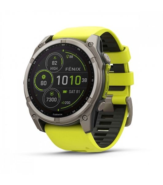Умные часы Garmin Fenix 8 Solar Sapphire, 1.6" AMOLED, Wi-Fi, Bluetooth, NFC, 100м, серый / желтый