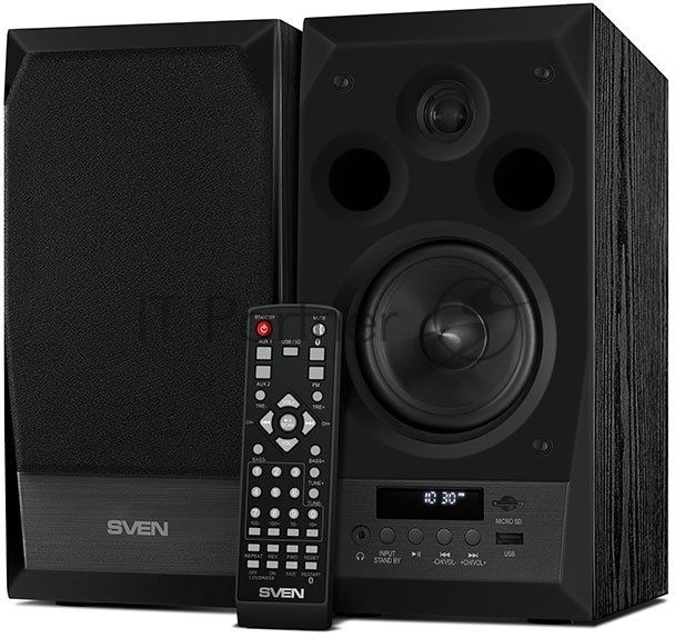 Акустическая система 2.0 SVEN MC-10, чёрный, мощность 2x25Вт (RMS), FM-тюнер, USB/microSD, дисплей, пульт ДУ, Bluetooth SVEN MC-10, чёрный, акустическая система 2.0, мощность 2x25Вт (RMS), FM-тюнер, USB/microSD, дисплей, пульт ДУ, Bluetooth