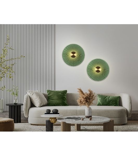 Настенный светильник Ambrella light LH72649 BK/GR латунь/зеленый 6W 3000K D300*100