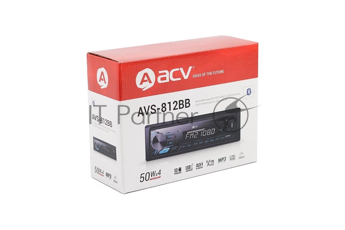 Автомагнитола ACV AVS-812BB, 1 DIN, Bluetooth, USB Type-A, AUX