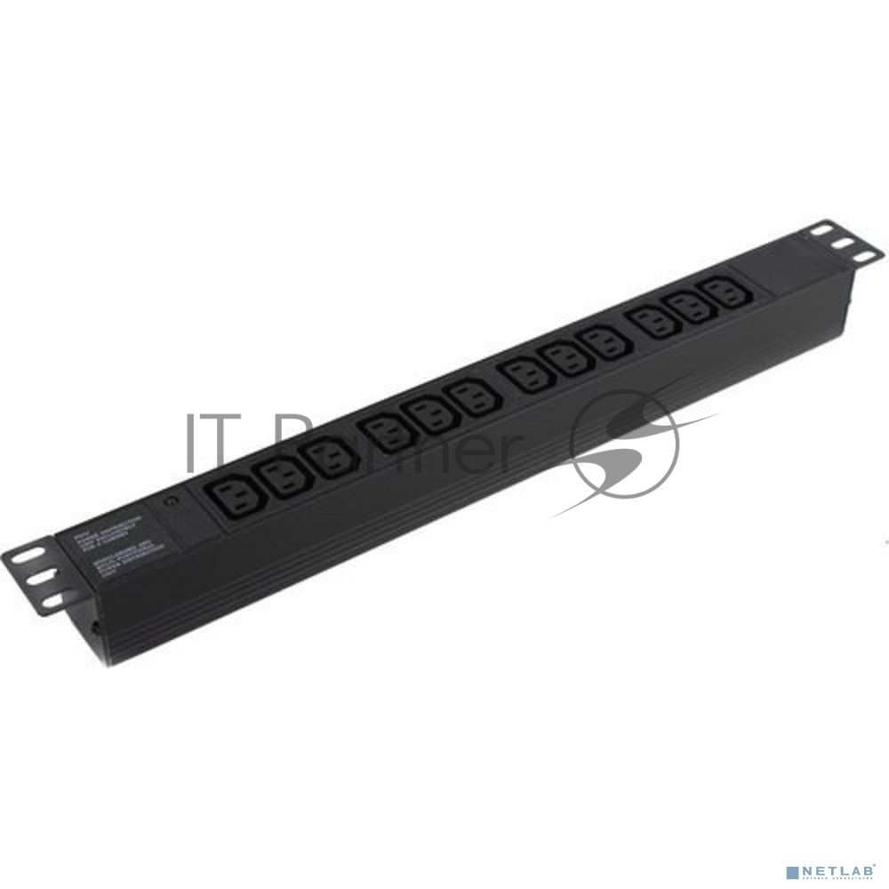 Блок розеток горизонтальный ExeGate ServerPro PDU-19H007 Al-12C13-C20, 19", 1U, Алюминий, 12 IEC 320 C13, С20, черный