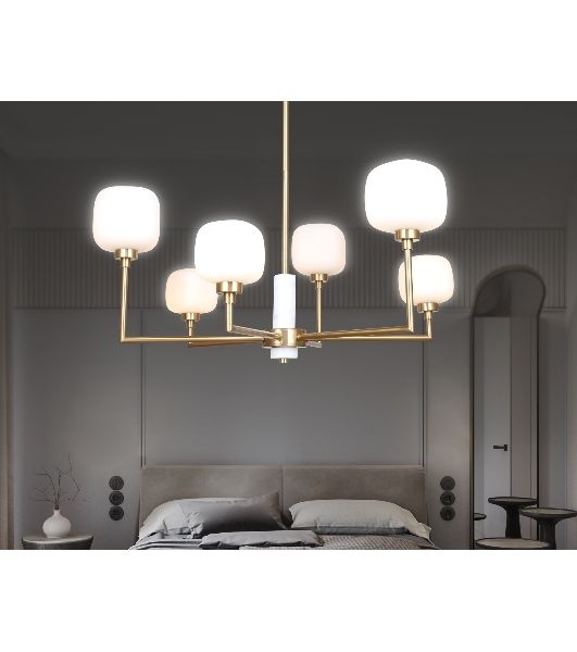 Люстра Ambrella light LH53015/6 BS/FR латунь/белый матовый G9*6 max 40W D690*680