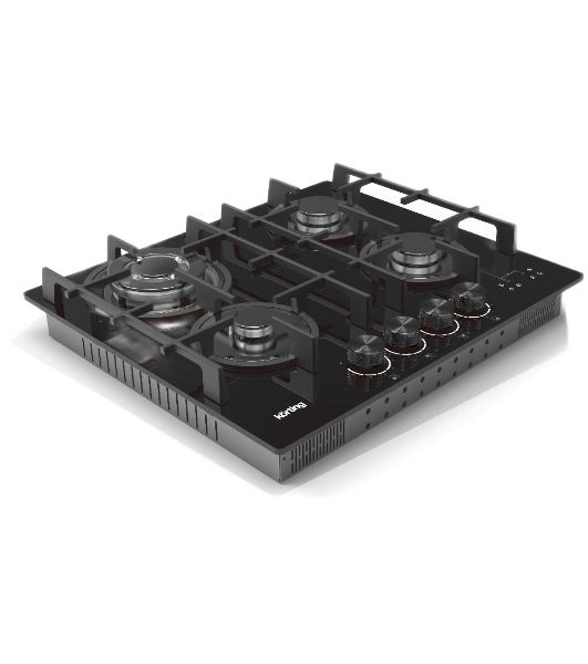 Встраиваемая варочная панель KORTING HGG 6447 ICPTN, газовая, 60 см, 4 конфорки, WOK, газ-контроль, электроподжиг, конфорки SABAF, функция управления вытяжкой (KHI 6099 ICGN, KHI 9099 ICGN), электронный таймер с цифровой индикацией, индикация интенсивност