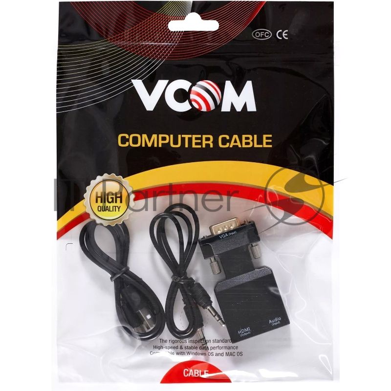 Переходник VCOM CA337A VGA(M)+audio+microUSB --> HDMI(F)1080*60Hz