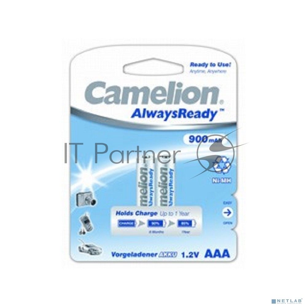 Аккумулятор Camelion AAA- 900mAh Ni-Mh  Always Ready  BL-2 (NH-AAA900ARBP2, аккумулятор, 1.2В)