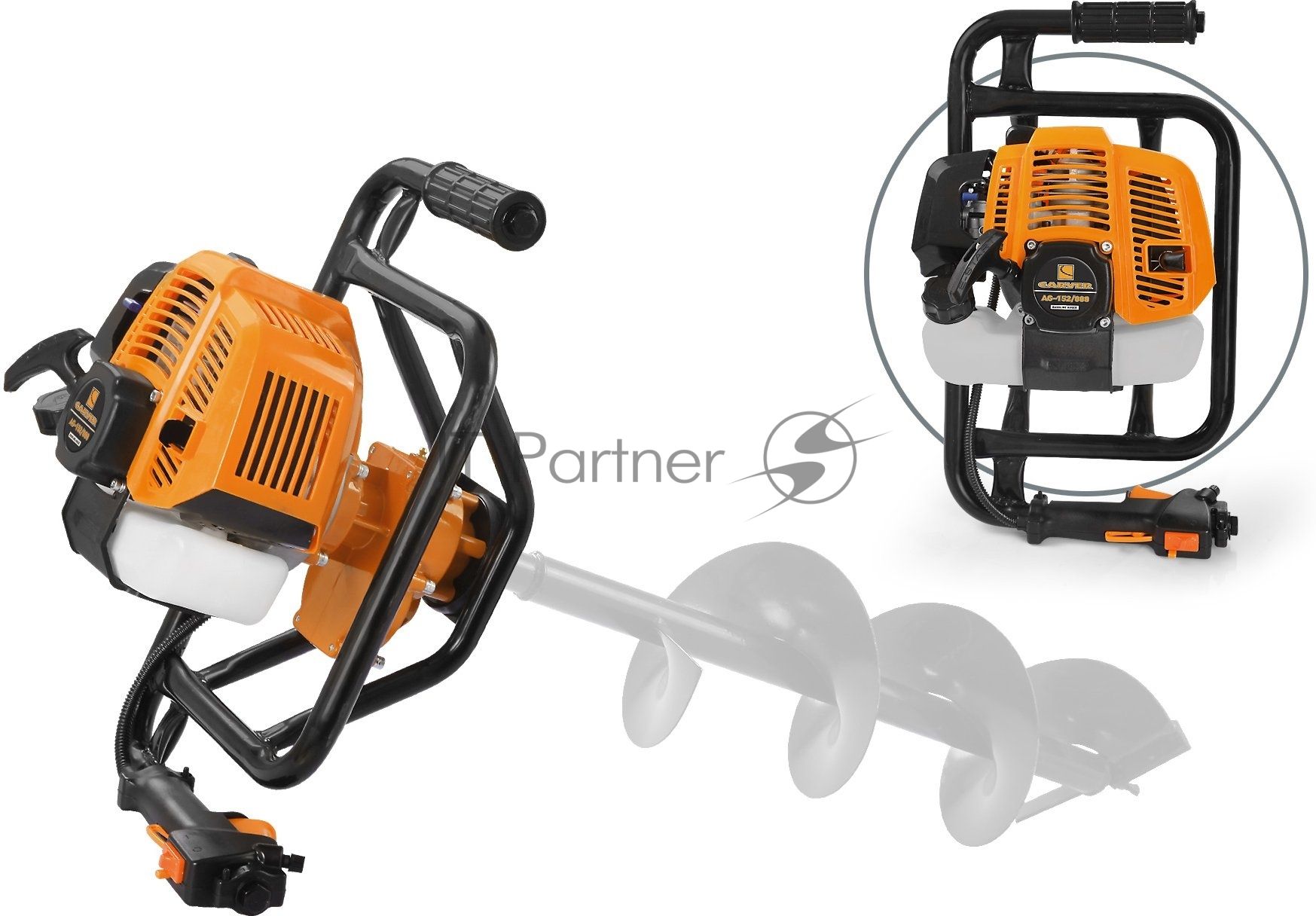Мотобур Carver AG-152/000 бытовой 2-х такт. 1400Вт 1.9л.с. 52см3 277об/мин