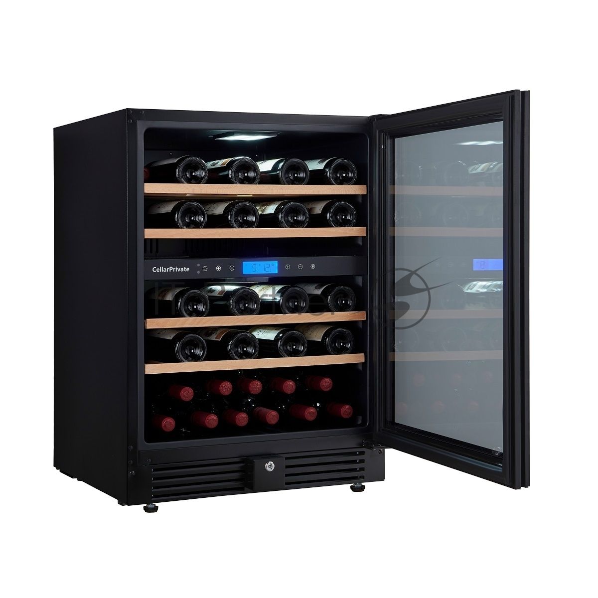 Винный шкаф встраиваемый Cellar Private CP043-2TBH чёрный, 129 л, 2 отсека, 43 бут.