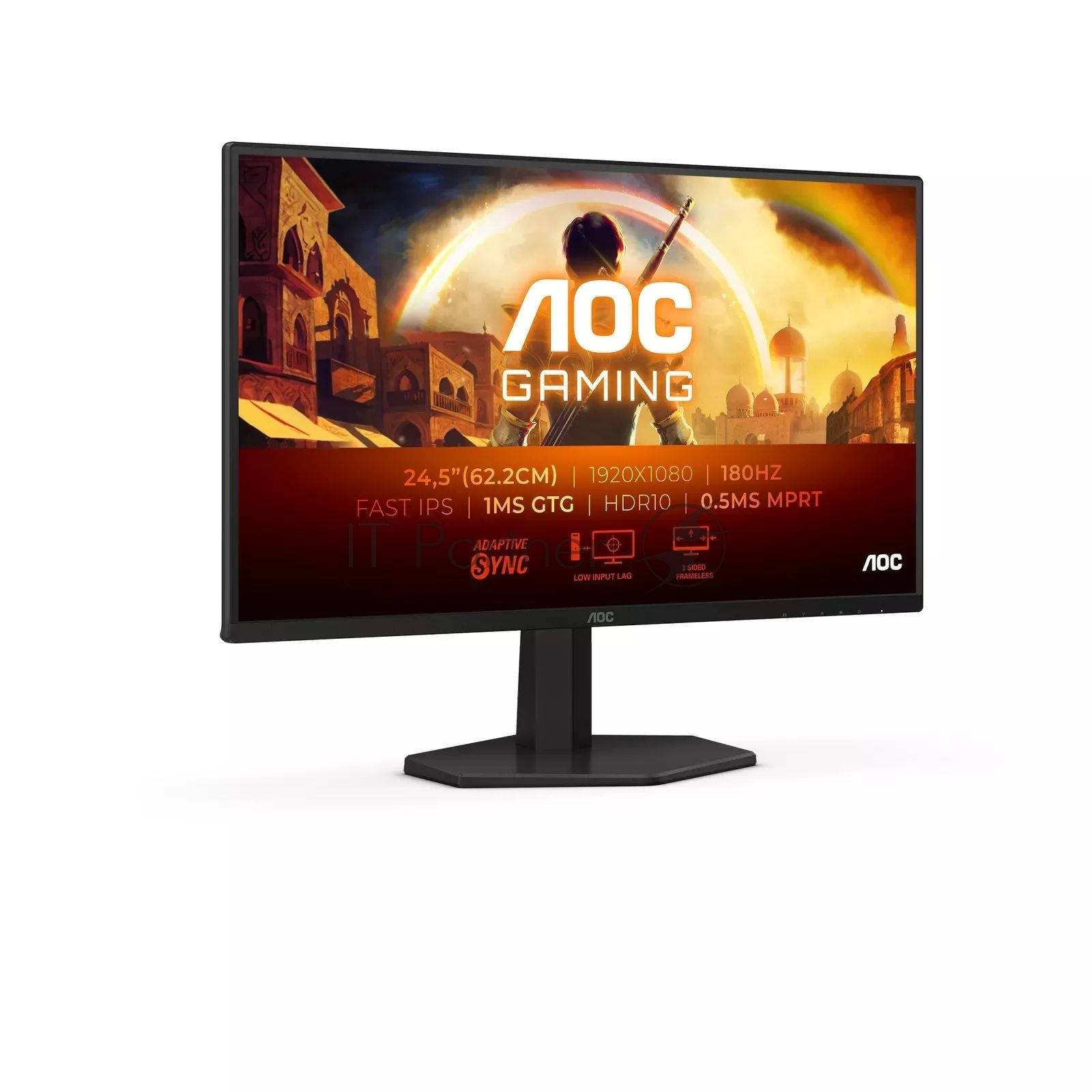 Монитор 24.5" AOC 25G42E IPS 1920x1080, 180 Гц, 1 мс, 16:9, 300 кд/м², HDMI 2.0, DP 1.4, 3.5 Jack, HDR10, Adaptive-Sync, VESA 100x100, черный