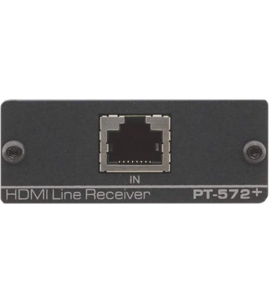 Приемник Kramer Electronics PT-572+ сигнала HDMI из кабеля витой пары (TP), поддержка HDCP и HDTV, HDMI (V.1.4 c 3D, Deep Color, x.v.Color, Lip Sync, HDMI Uncompressed Audio Channels, Dolby TrueHD, DTS-HD) с адаптером питания, 1.65Gbps