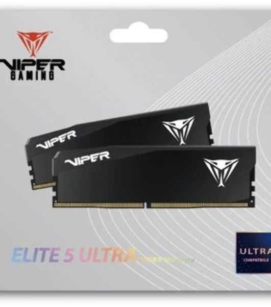 Оперативная память Patriot Viper Elite 5 Ultra, DDR5, 64GB (2x32GB), 6000 MHz, CL28, с радиатором, чёрный