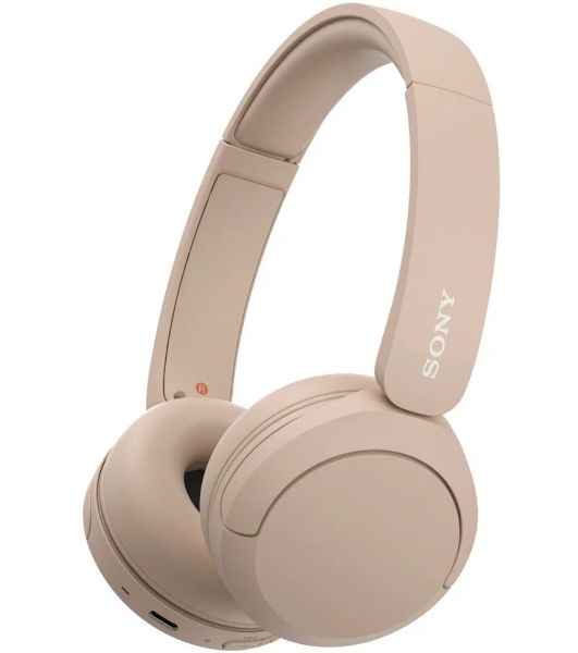 Беспроводные наушники Sony WH-CH520 бежевый, накладные, Bluetooth, быстрая зарядка, до 50 ч
