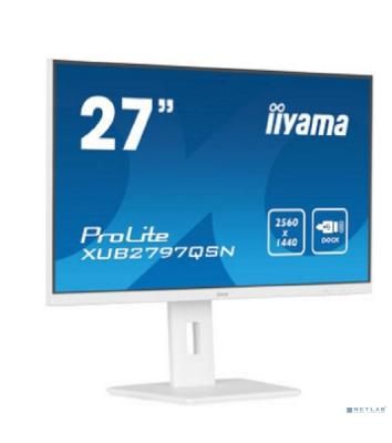 Монитор 27" Iiyama ProLite XUB2797QSN-W2 IPS 2560x1440, 100 Гц, 1 мс, 16:9, 300 кд/м², HDMI 2.0, DP 1.4, 3.5 Jack, USB-C (65 Вт), USB Hub (3x USB 3.0), Ethernet, динамики (2x2 Вт), Adaptive-Sync, белый