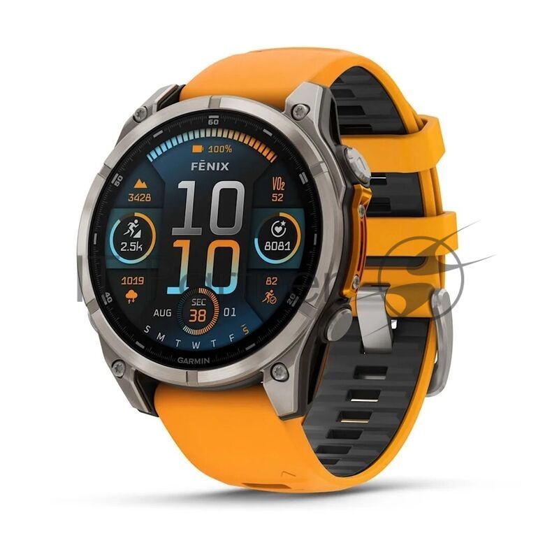 Умные часы Garmin Fenix 8 1.4" AMOLED, Wi-Fi, Bluetooth, NFC, 100м, титановый серый / оранжевый