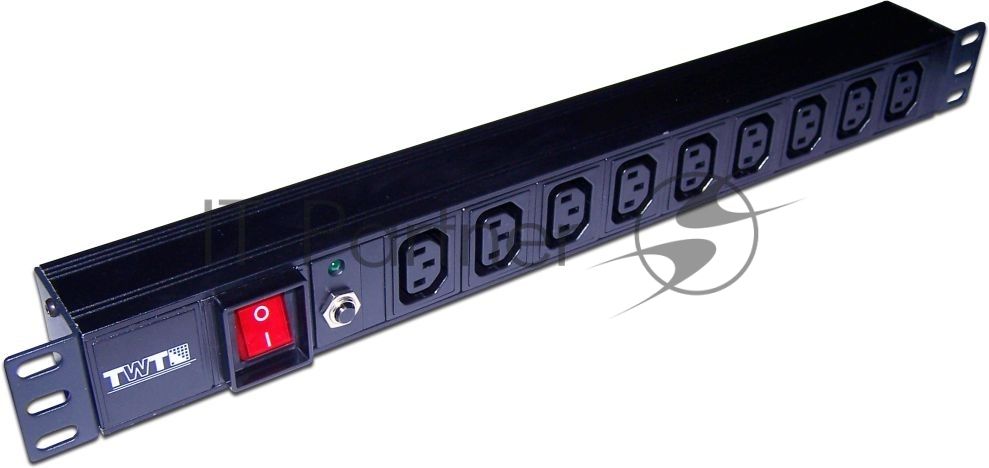 Блок розеток 19" 9 шт. C13, 10A 250V, без шнура питания
