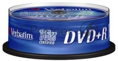 Диск DVD+R Verbatim 4.7Gb 16x Cake Box (25шт) (43500)
