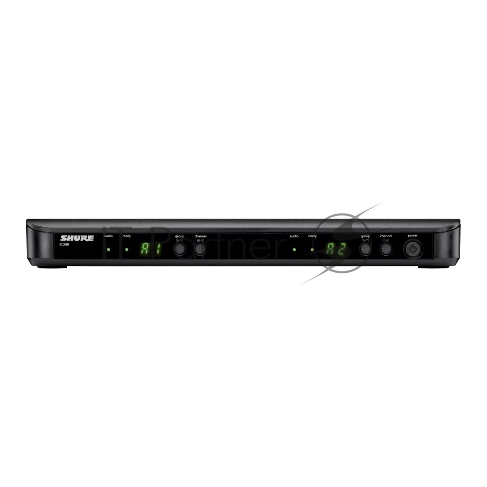 Микрофонная система SHURE BLX1288E/CVL-M17 беспроводная, двухканальная, с ручным передатчиком PG58 и петличным микрофоном CVL-B/C, частота UHF 662-686 МГц