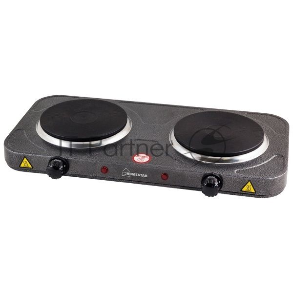 Плита настольная электрическая Homestar HS-1104 серый, 2 кВт, ТЭН, конфорки - 2, эмаль, поворотные переключатели