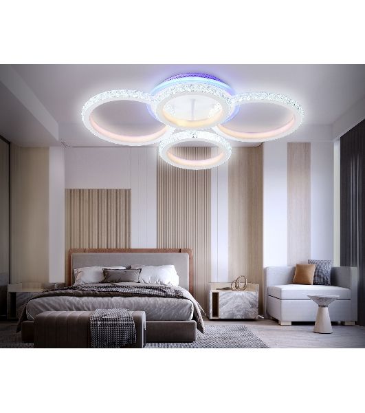 Потолочный светодиодный светильник FA9524/2+2 WH белый 92W 6400K/3000K+RGB 560*370*110 (ПДУ РАДИО 2.4G)