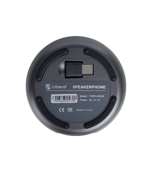 Спикерфон Intrend ITSPH-W200 4 капсюля, BT+USB, эффективный радиус 3м, ANC, AEC, AGC, полнодуплексная связь, беспроводное каскадирование 2х спикерфонов, аккумулятор: время работы в режиме разговора до 12 часов. В комплекте USB-dongle